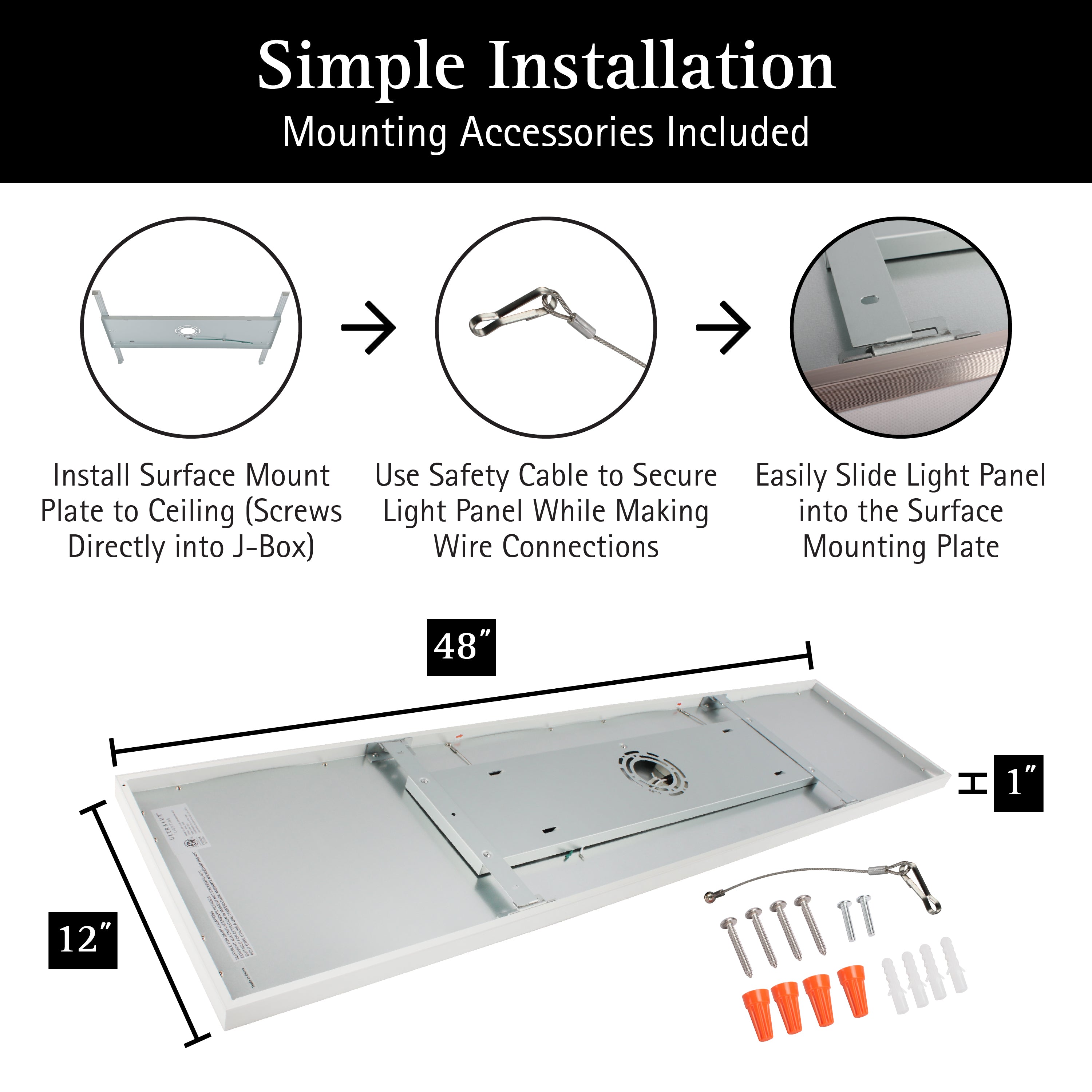 ULTRALUX® CCT Switchable Surface Mount LED Panel Light - 1' x 4' (3000K/4000K/5000K)