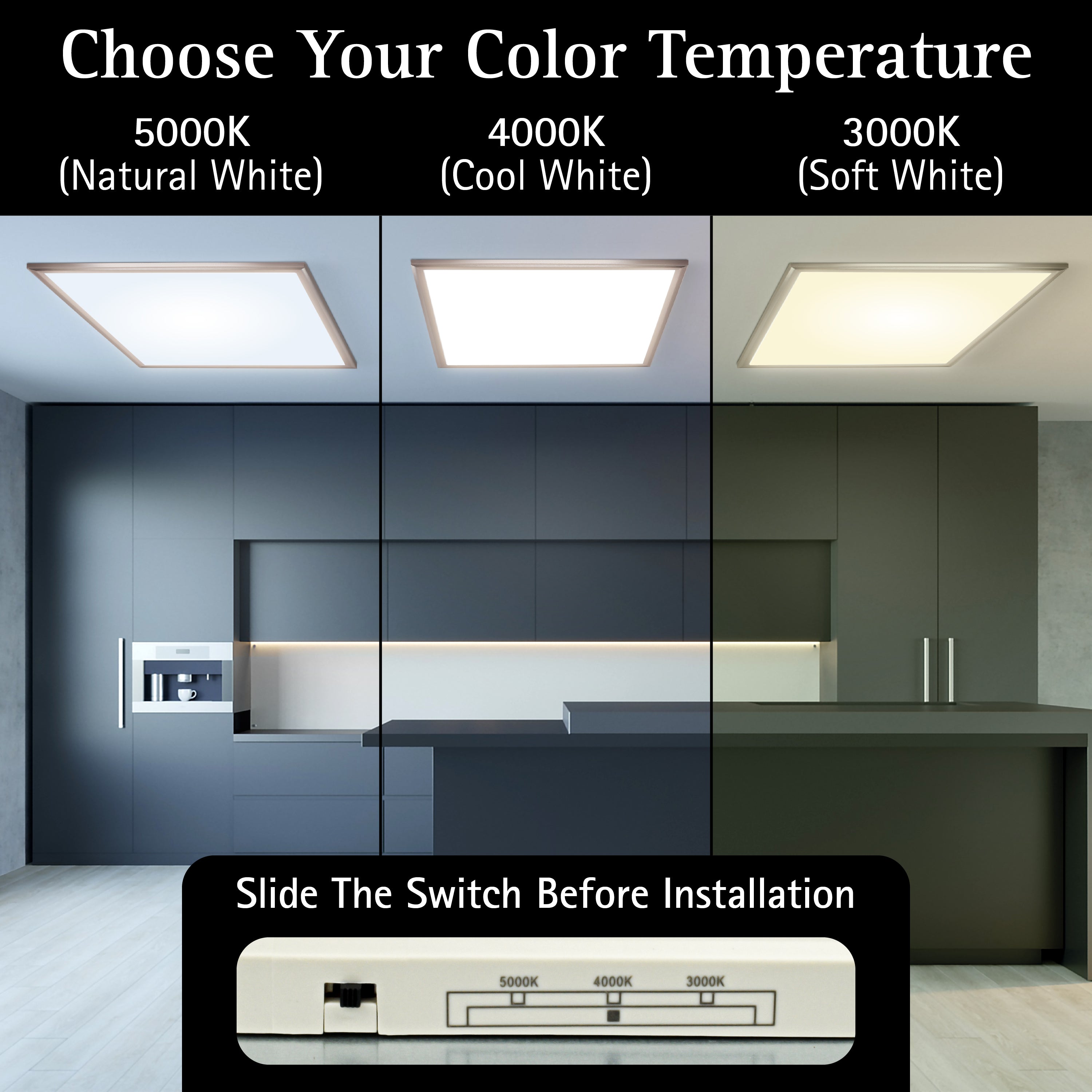 ULTRALUX® CCT Switchable Surface Mount LED Panel Light - 2' x 2' (3000K/4000K/5000K)