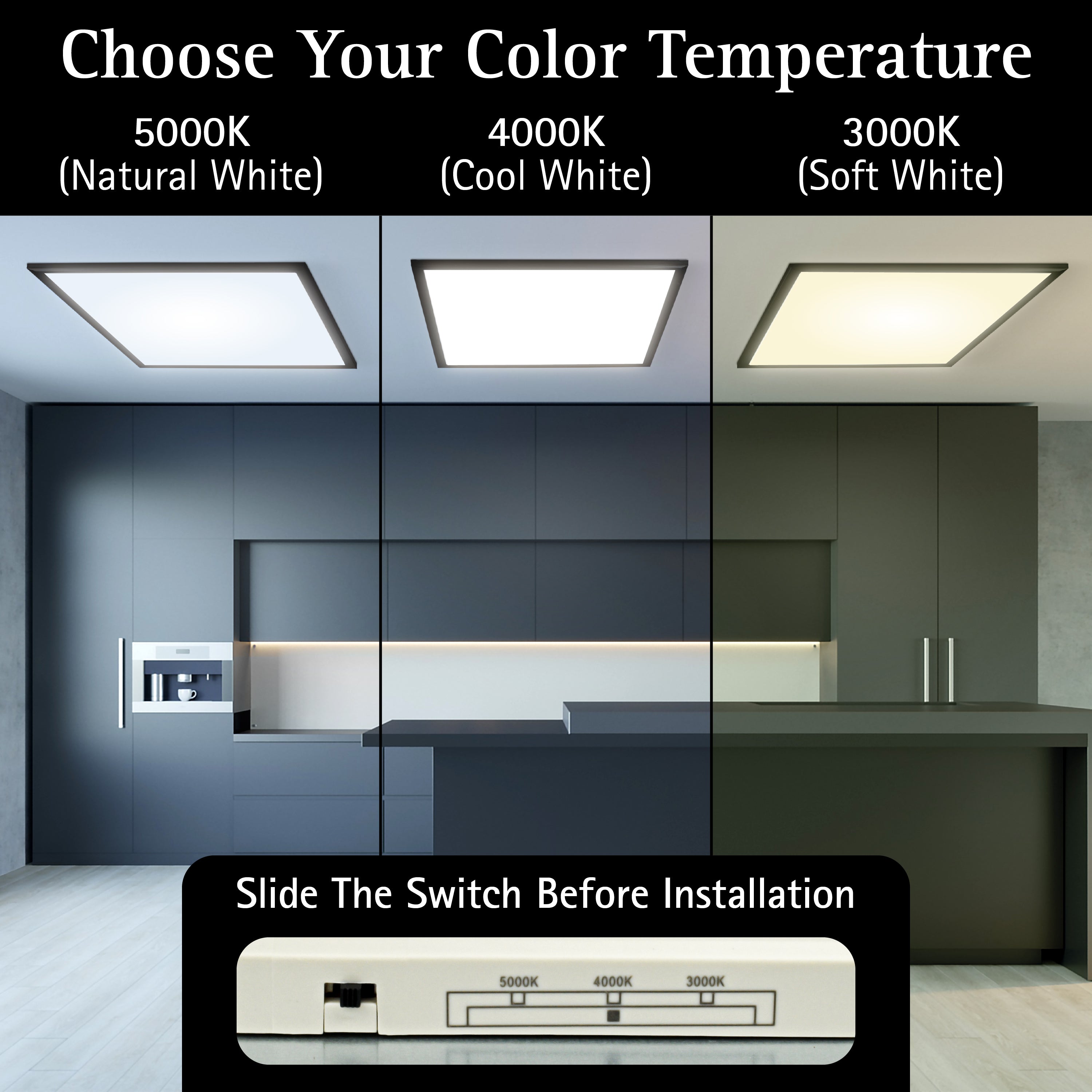 ULTRALUX® CCT Switchable Surface Mount LED Panel Light - 2' x 2' (3000K/4000K/5000K)