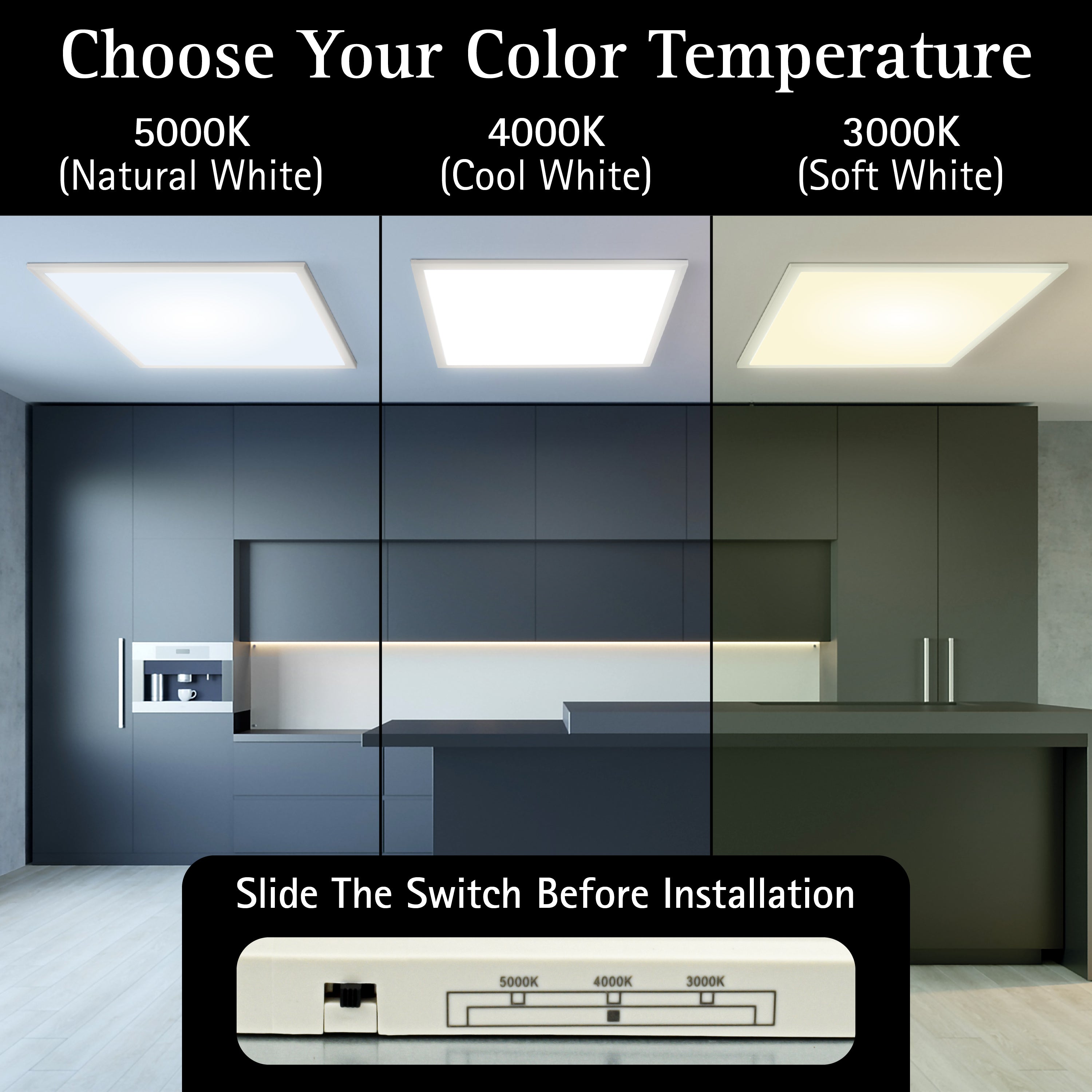 ULTRALUX® CCT Switchable Surface Mount LED Panel Light - 2' x 2' (3000K/4000K/5000K)