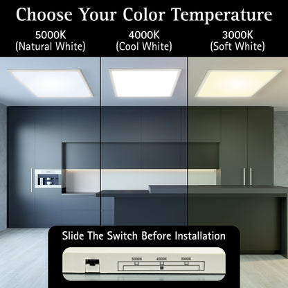ULTRALUX® CCT Switchable Surface Mount LED Panel Light - 2' x 2' (3000K/4000K/5000K)