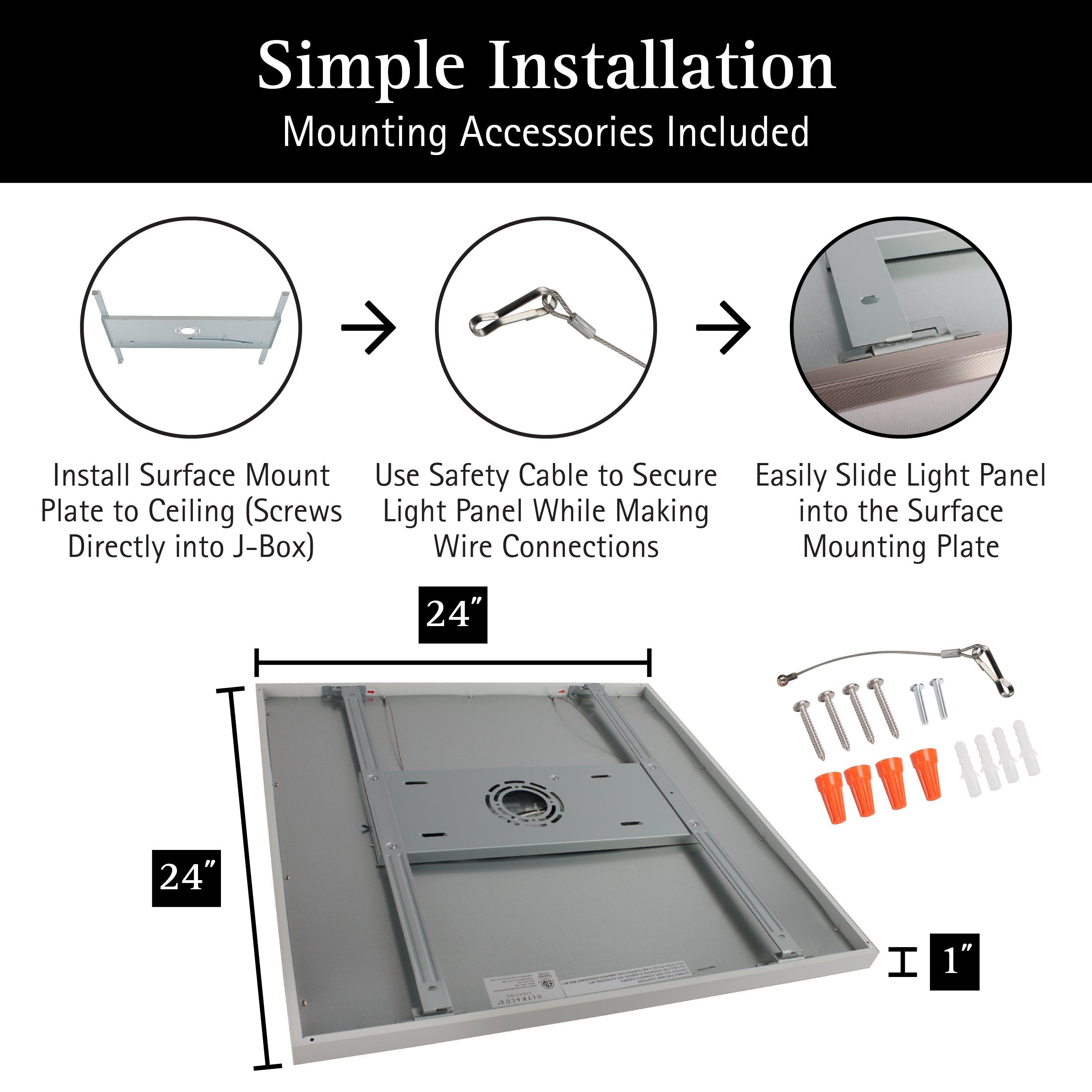 ULTRALUX® CCT Switchable Surface Mount LED Panel Light - 2' x 2' (3000K/4000K/5000K)