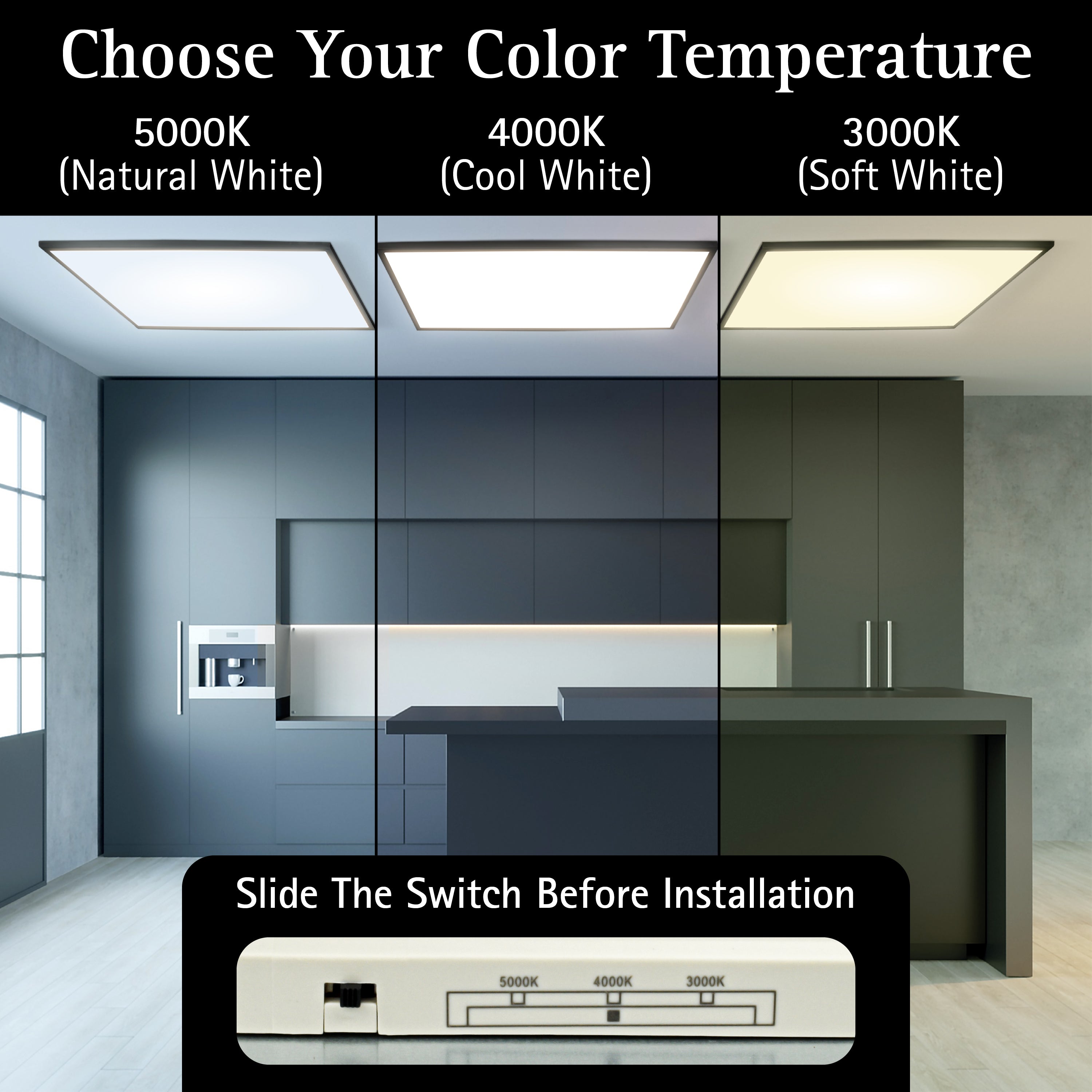 ULTRALUX® CCT Switchable Surface Mount LED Panel Light - 2' x 4' (3000K/4000K/5000K)
