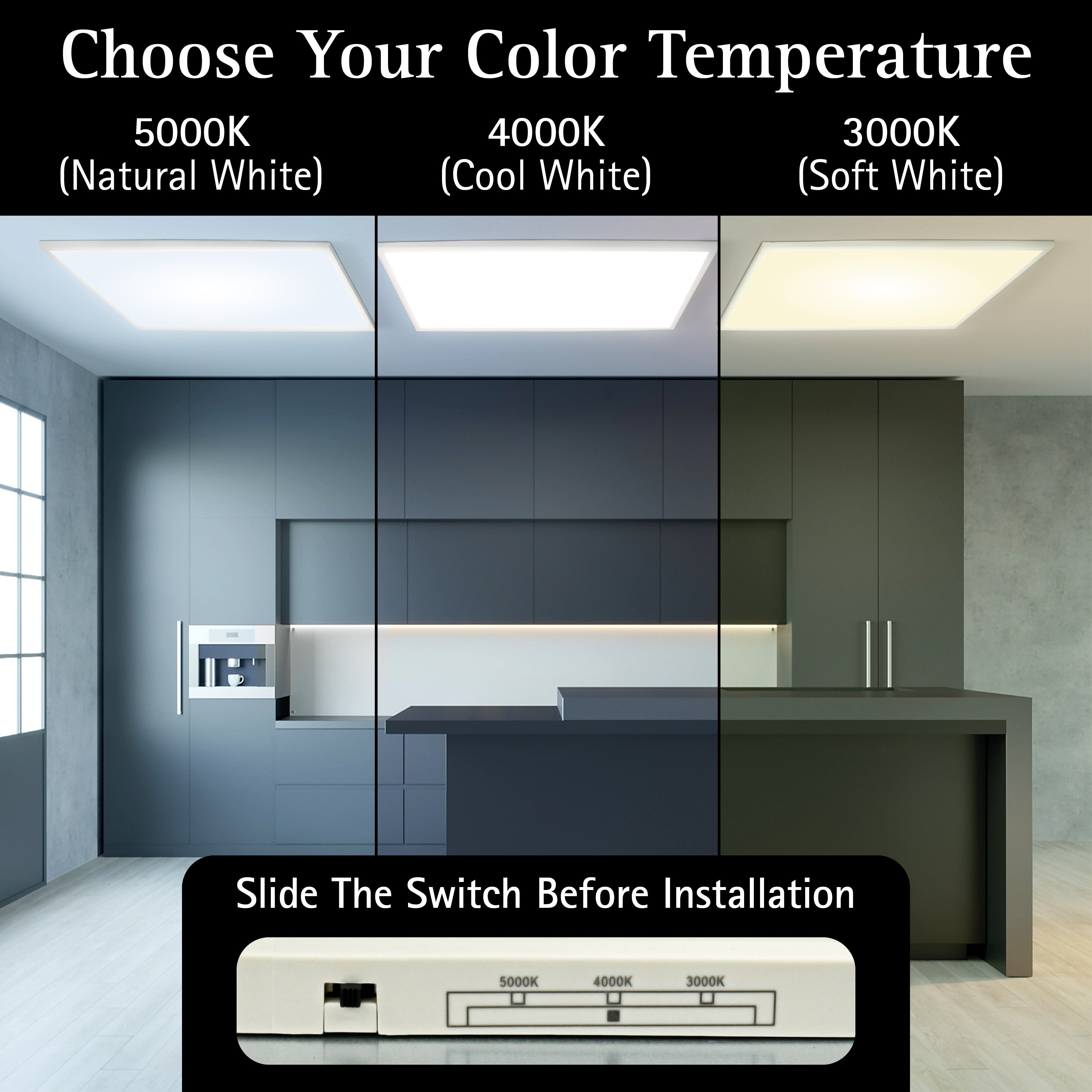 ULTRALUX® CCT Switchable Surface Mount LED Panel Light - 2' x 4' (3000K/4000K/5000K)