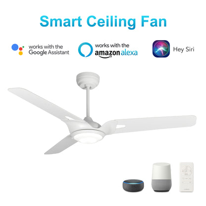 CARRO® HOFFEN 24VDC 3-Blade Smart Ceiling Fan with LED Light Kit & Remote – Matte White *Free Shipping*