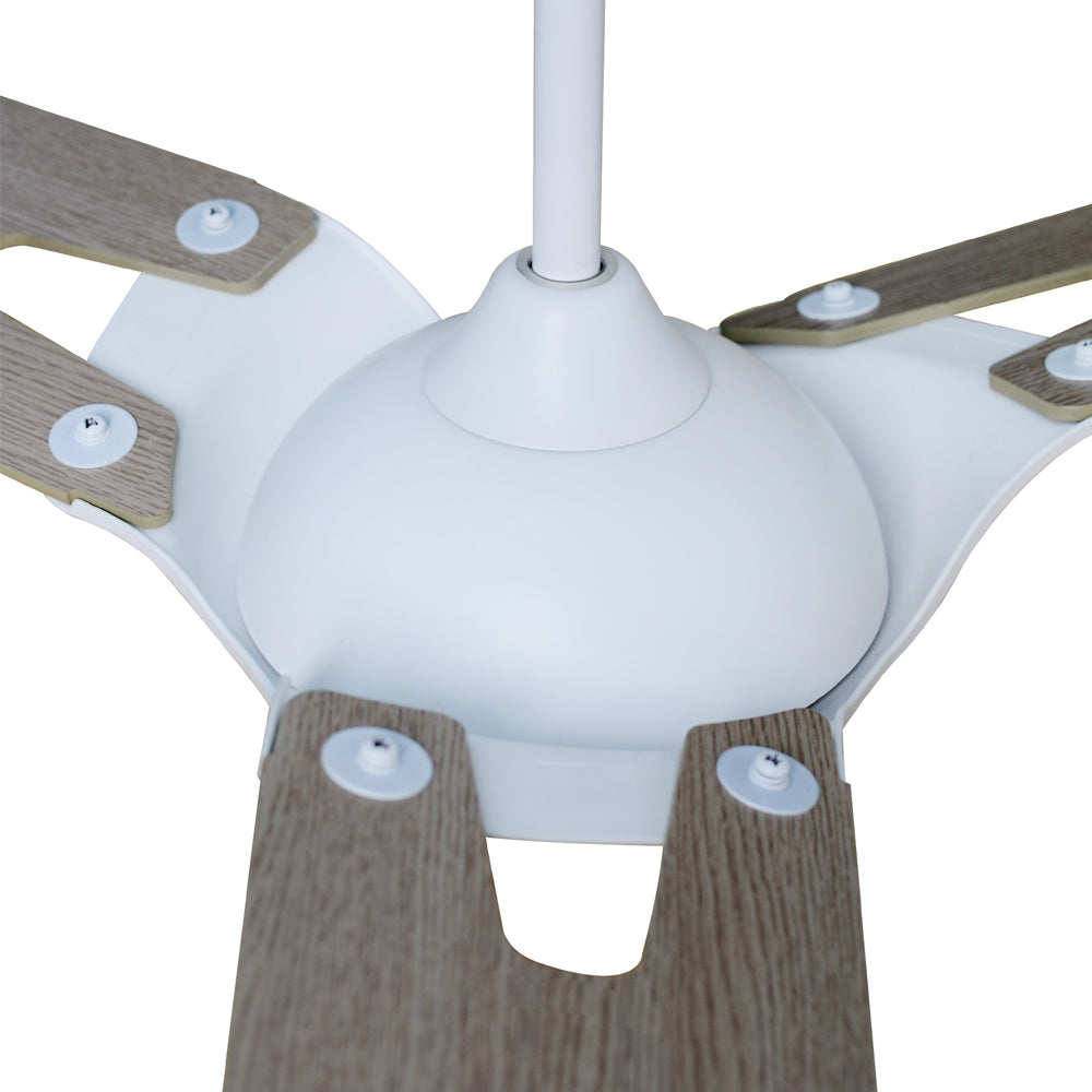 CARRO® HOFFEN 24VDC 3-Blade Smart Ceiling Fan with LED Light Kit & Remote – Matte White / Light Chestnut