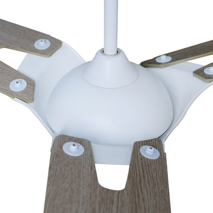 CARRO® HOFFEN 24VDC 3-Blade Smart Ceiling Fan with LED Light Kit & Remote – Matte White / Light Chestnut