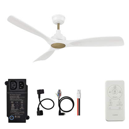 CARRO® KIAMA 24VDC 3-Blade Smart Ceiling Fan with Remote – Matte White / Brushed Gold