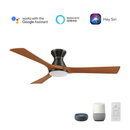 CARRO® NICOLET 24VDC 3-Blade Smart Ceiling Fan with LED Light Kit & Remote – Black / Mahogany *Free Shipping*