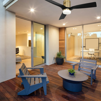 CARRO® SPEZIA 24VDC 3-Blade Smart Ceiling Fan with LED Light Kit & Remote – Brushed Gold / Matte Black *Free Shipping*