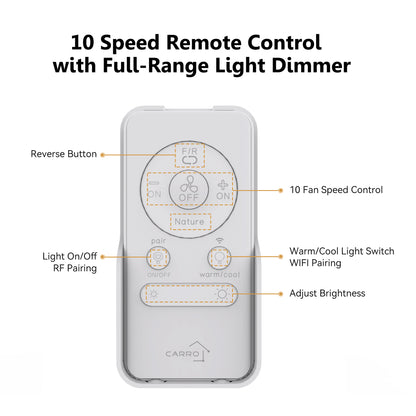 CARRO® ESPEAR 24VDC 5-Blade Smart Ceiling Fan with LED Light Kit & Remote – Matte White / Brushed Gold *Free Shipping*