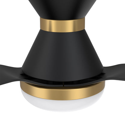 CARRO® SPEZIA 24VDC 3-Blade Flush Mount Smart Ceiling Fan with LED Light Kit & Remote – Matte Black / Brushed Gold