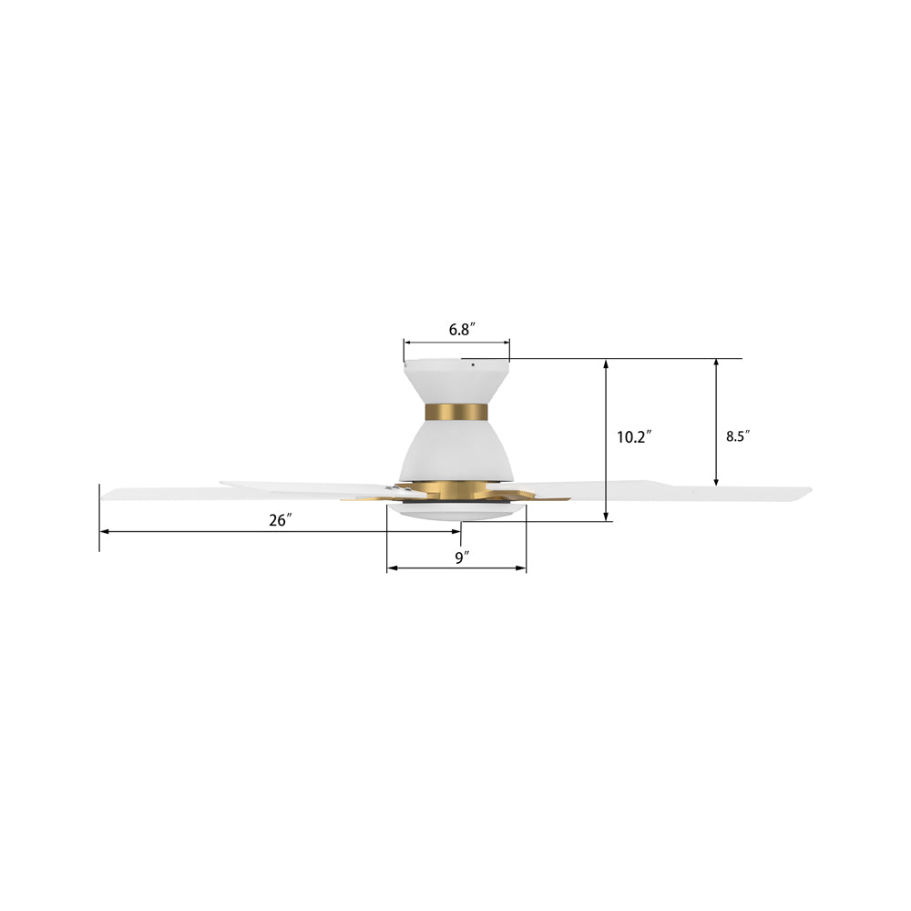 CARRO® ESPEAR 24VDC 5-Blade Smart Ceiling Fan with LED Light Kit & Remote – Matte White / Brushed Gold