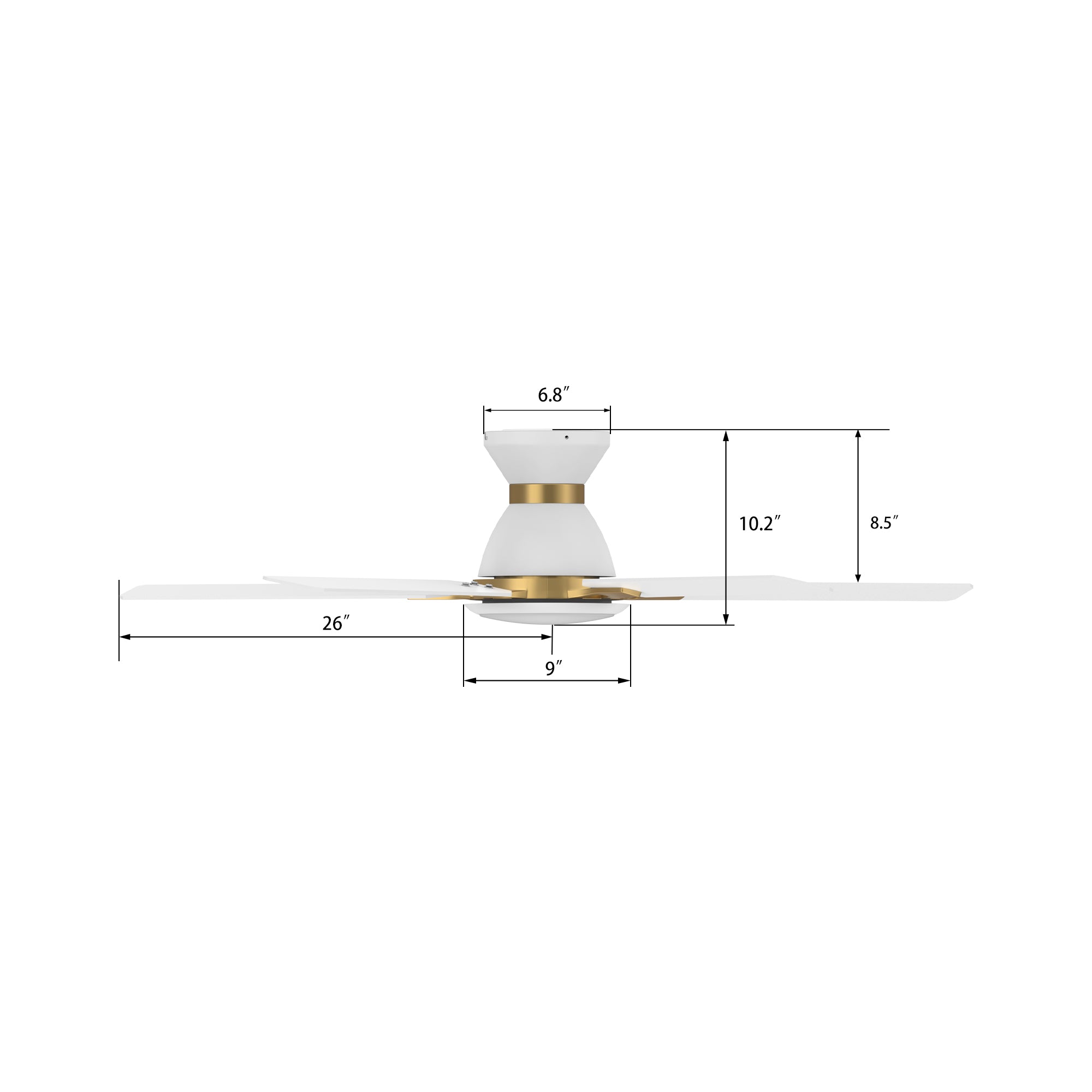 CARRO® ESPEAR 24VDC 5-Blade Smart Ceiling Fan with LED Light Kit & Remote – Matte White / Brushed Gold *Free Shipping*