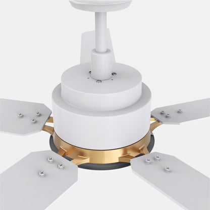 CARRO® ESPEAR 24VDC 5-Blade Smart Ceiling Fan with LED Light Kit & Remote – Matte White / Brushed Gold