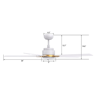 CARRO® ESPEAR 24VDC 5-Blade Smart Ceiling Fan with LED Light Kit & Remote – Matte White / Brushed Gold