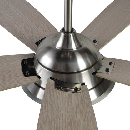 CARRO® JOURNEY 24VDC 5-Blade Smart Ceiling Fan with LED Light Kit & Remote – Brushed Nickel / Light Chestnut