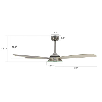 CARRO® JOURNEY 24VDC 5-Blade Smart Ceiling Fan with LED Light Kit & Remote – Brushed Nickel / Light Chestnut