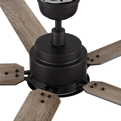 CARRO® ESPEAR 24VDC 5-Blade Smart Ceiling Fan with LED Light Kit & Remote – Matte Black/Weathered Walnut
