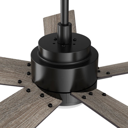 CARRO® ASCENDER 24VDC 5-Blade Smart Ceiling Fan with LED Light Kit & Remote – Matte Black / Weathered Walnut Reversible Blades