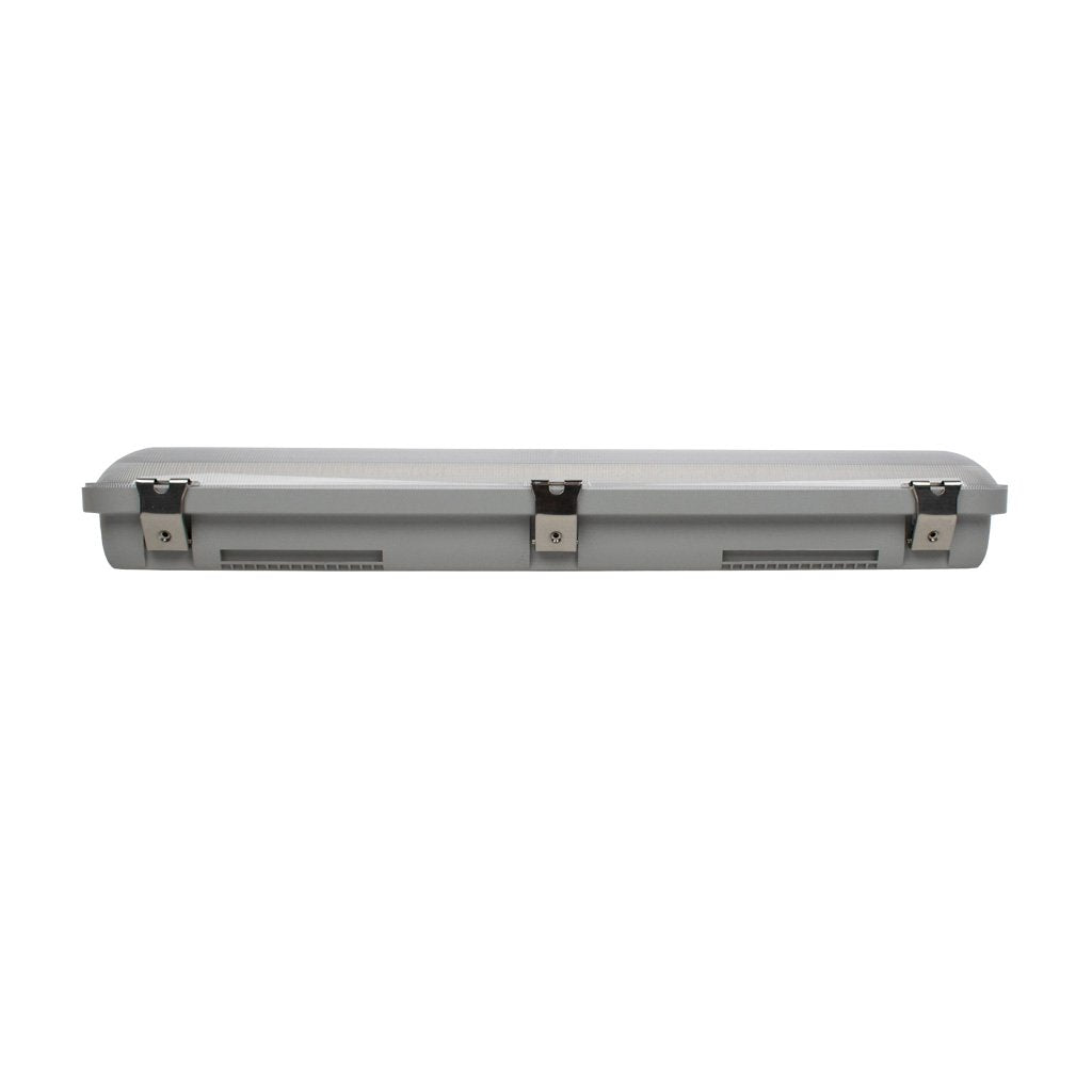 side view of led shop lights on white background