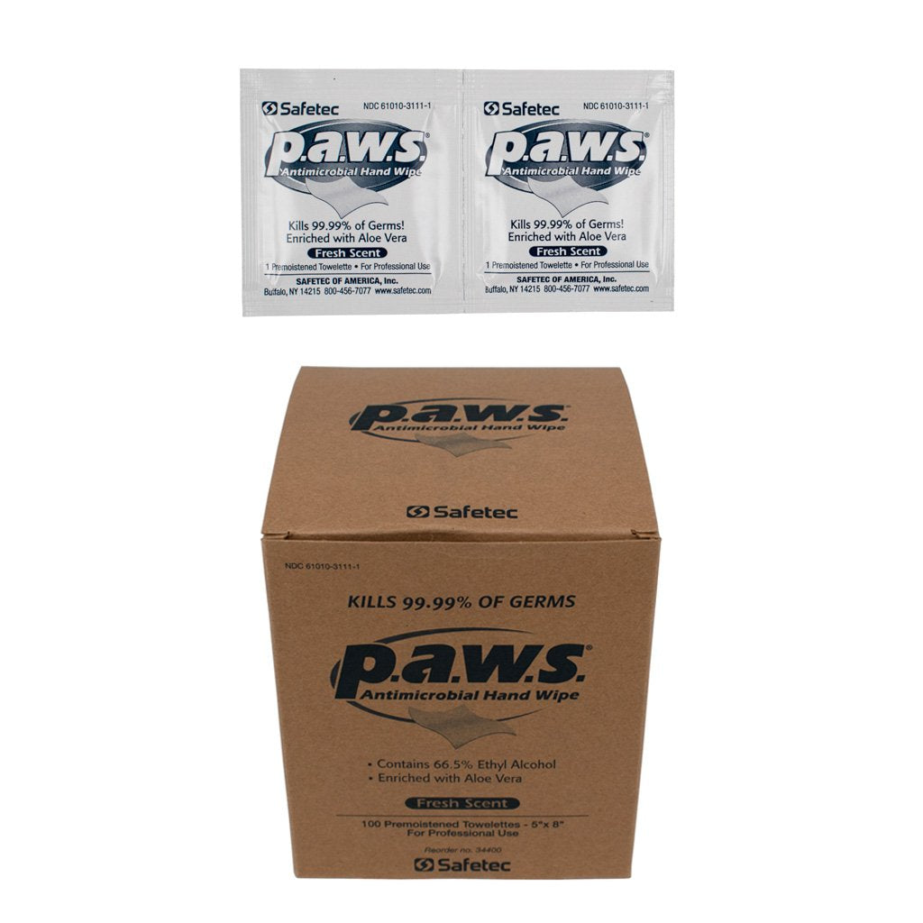 p.a.w.s.® 34400 Antimicrobial Hand Wipes (Box of 100)
