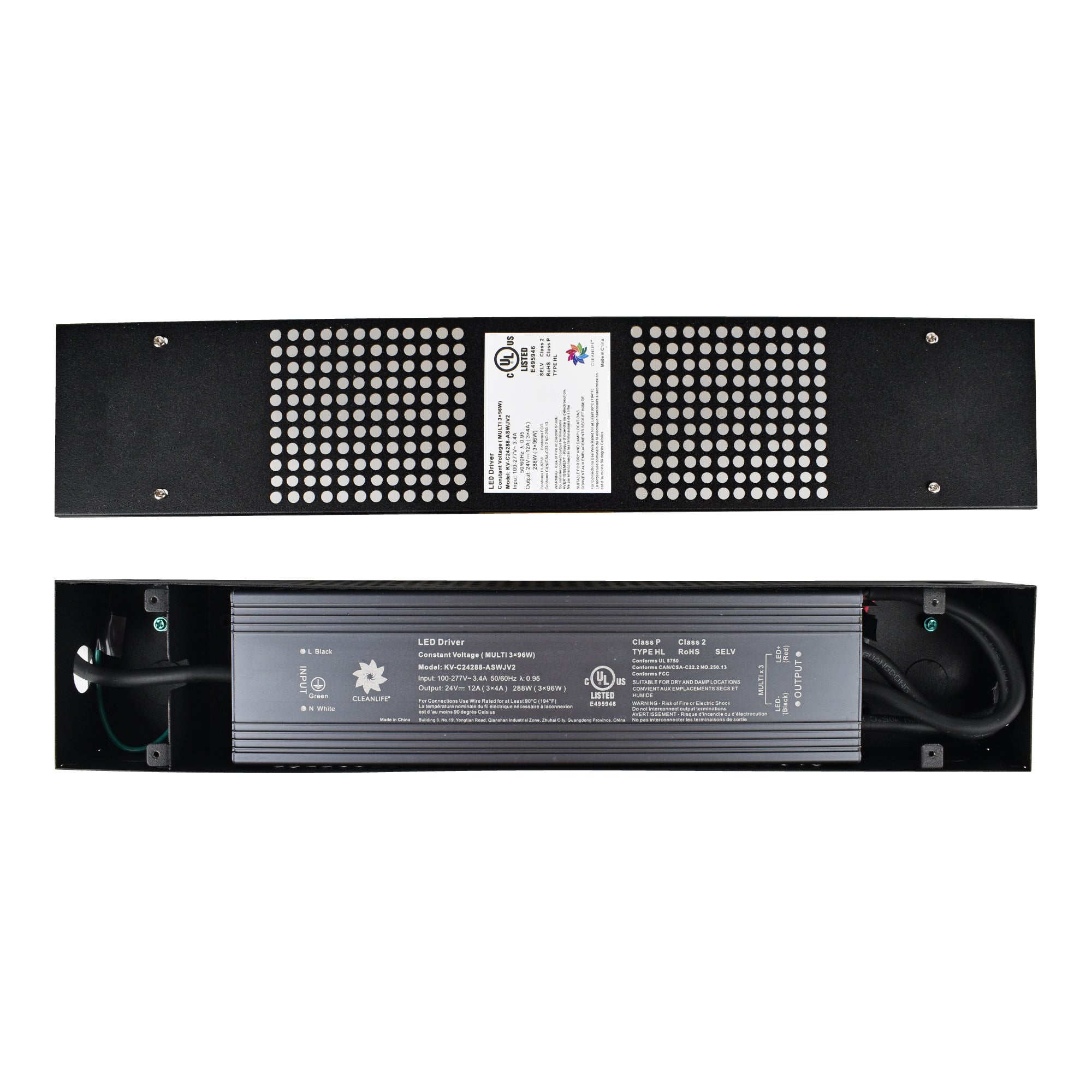 CLEANLIFE® 288W 3-Channel Class 2 LED Driver with Enclosure