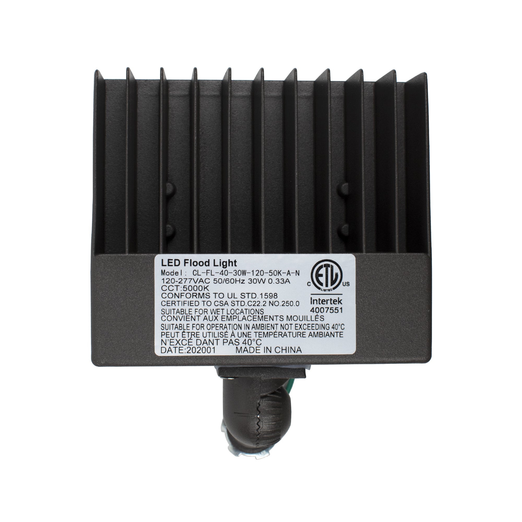 back view of led flood light