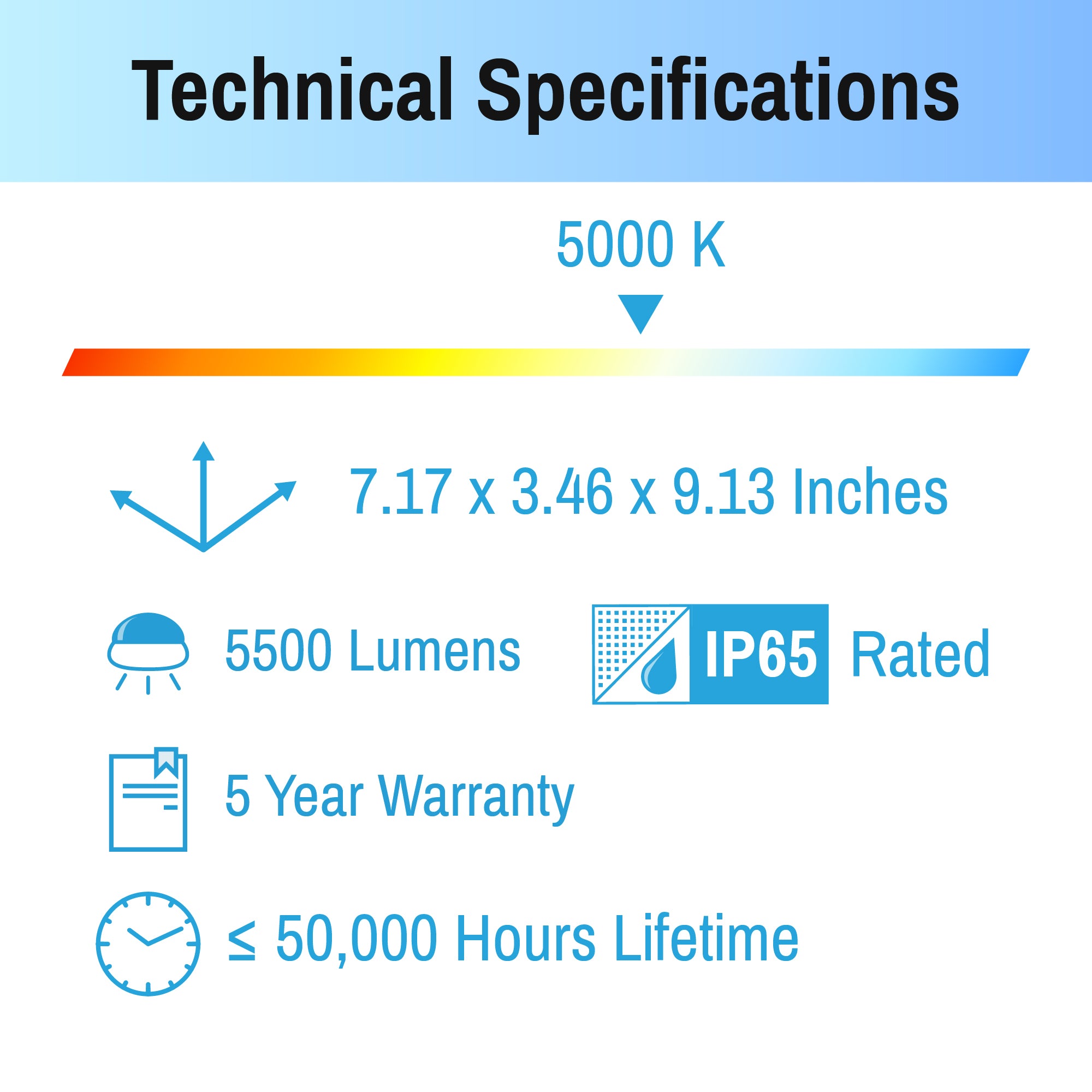 technical specifications of led flood light