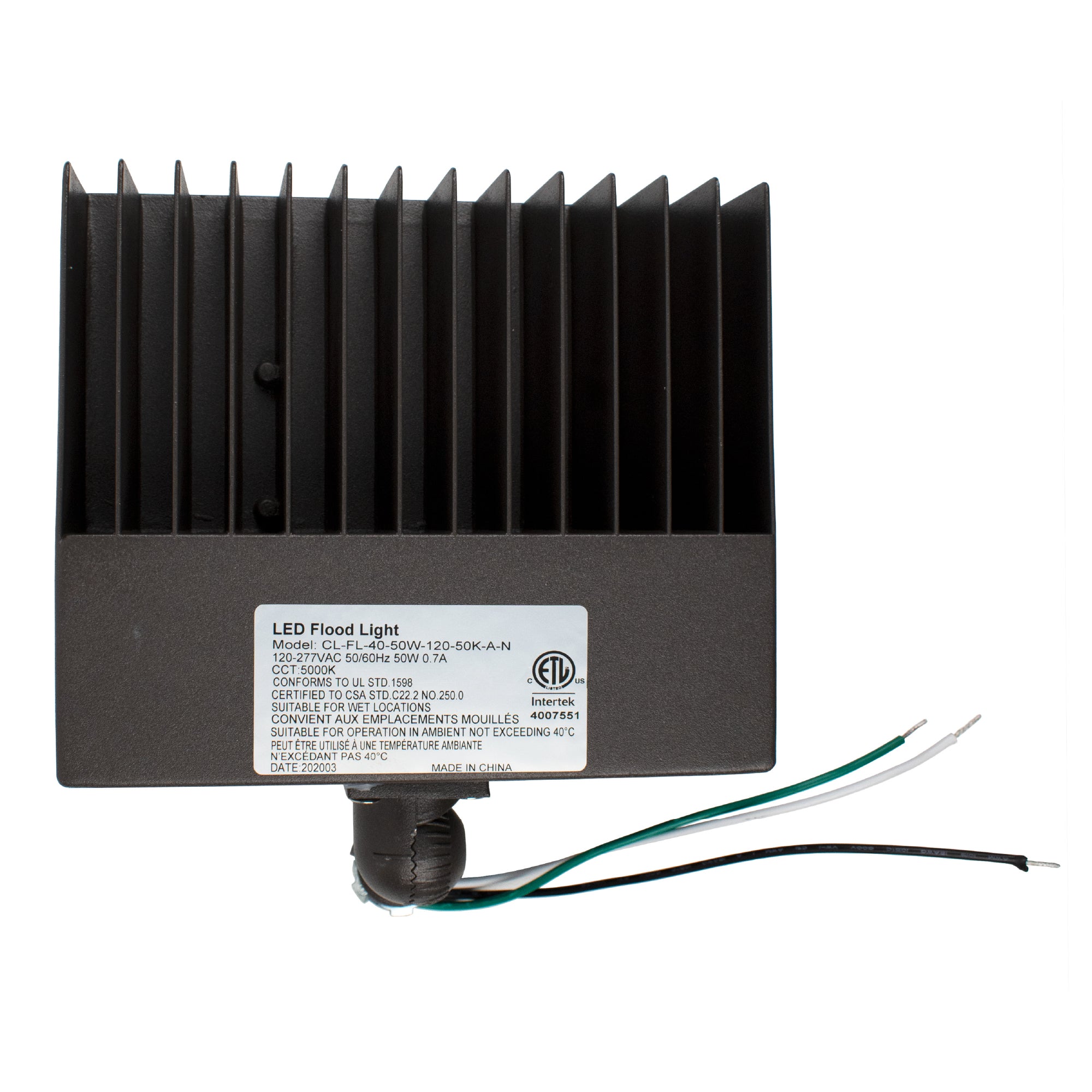 top view of led flood light on white background