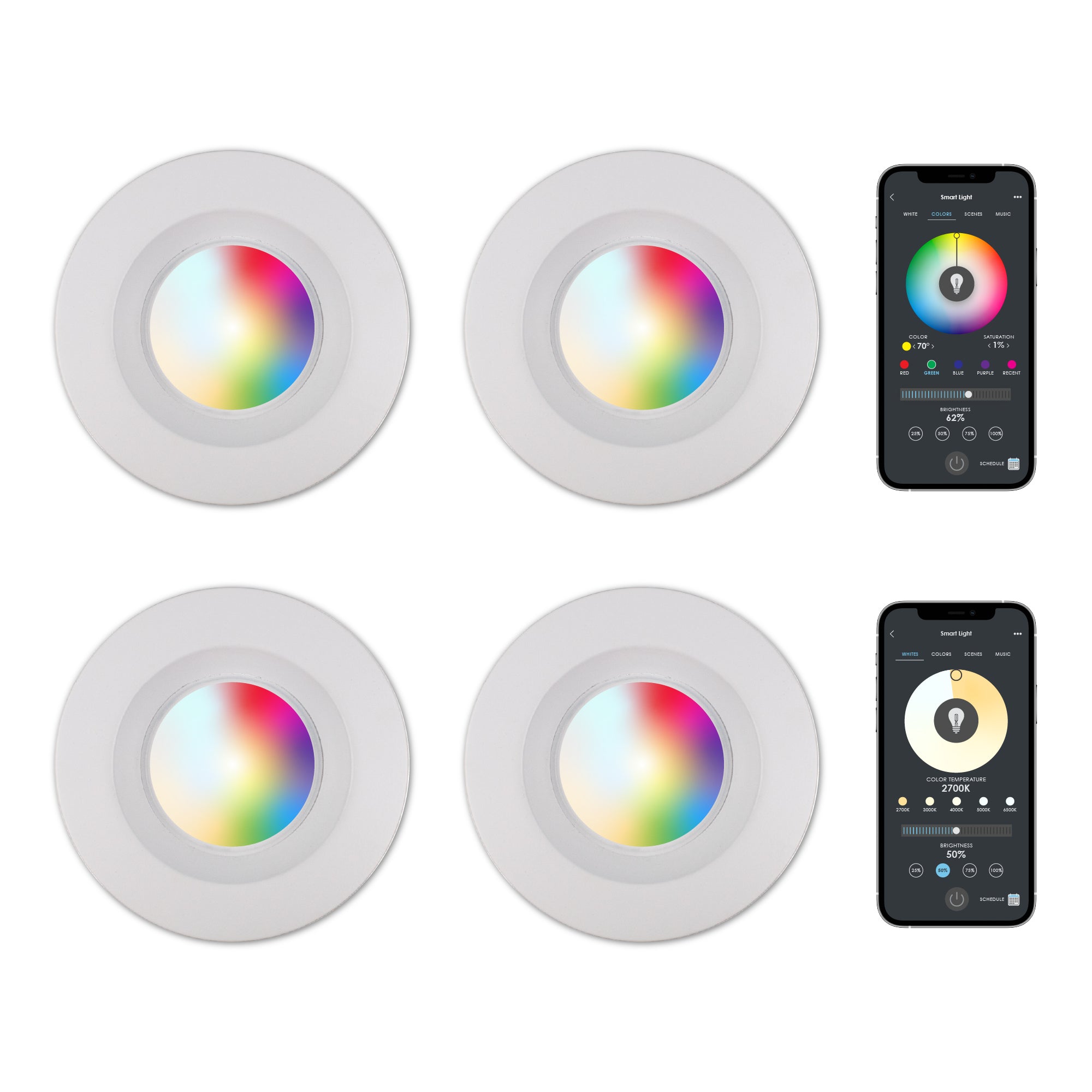 CLEANLIFE® Smart LED Downlight - RGB+Tunable White, WiFi + Bluetooth *FREE SHIPPING*