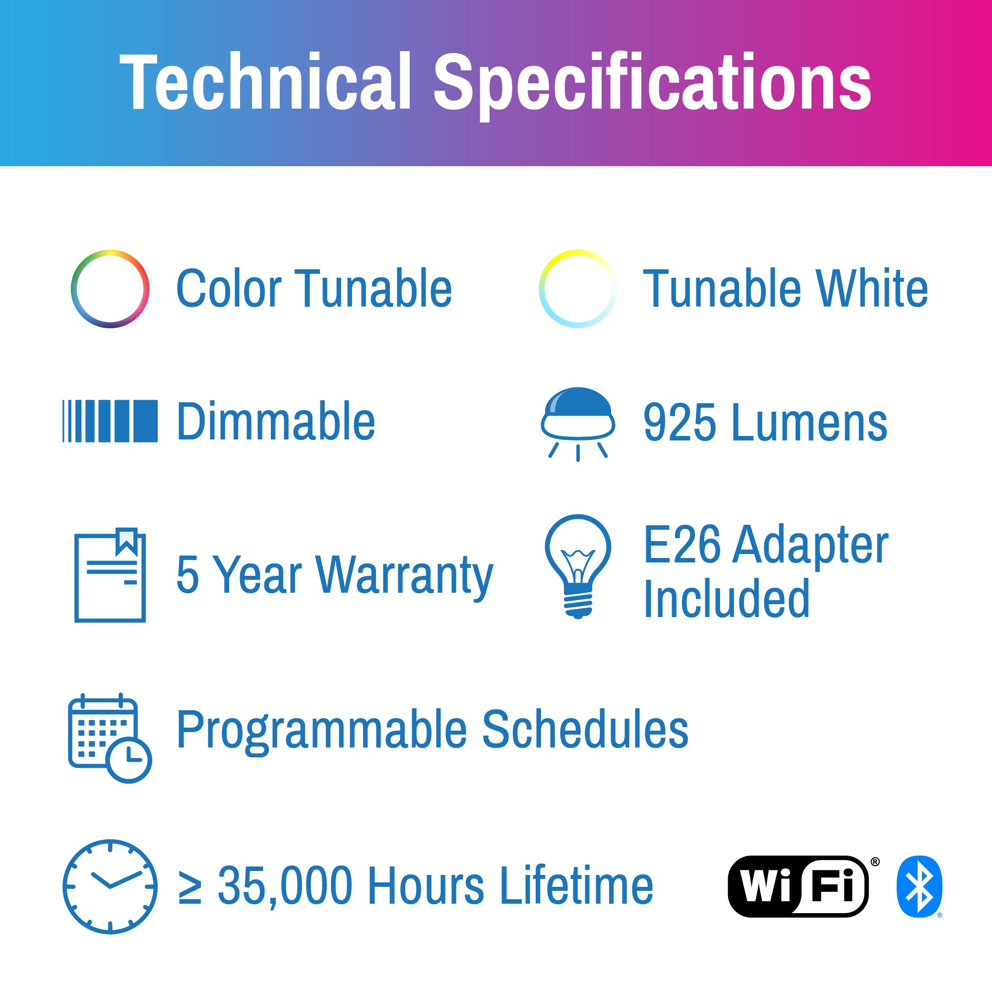 CLEANLIFE® Smart LED Downlight - RGB+Tunable White, WiFi + Bluetooth *FREE SHIPPING*