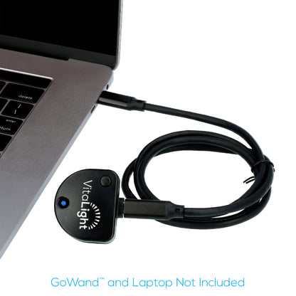 extension cable plugged into uvc lamp gowand and macbook