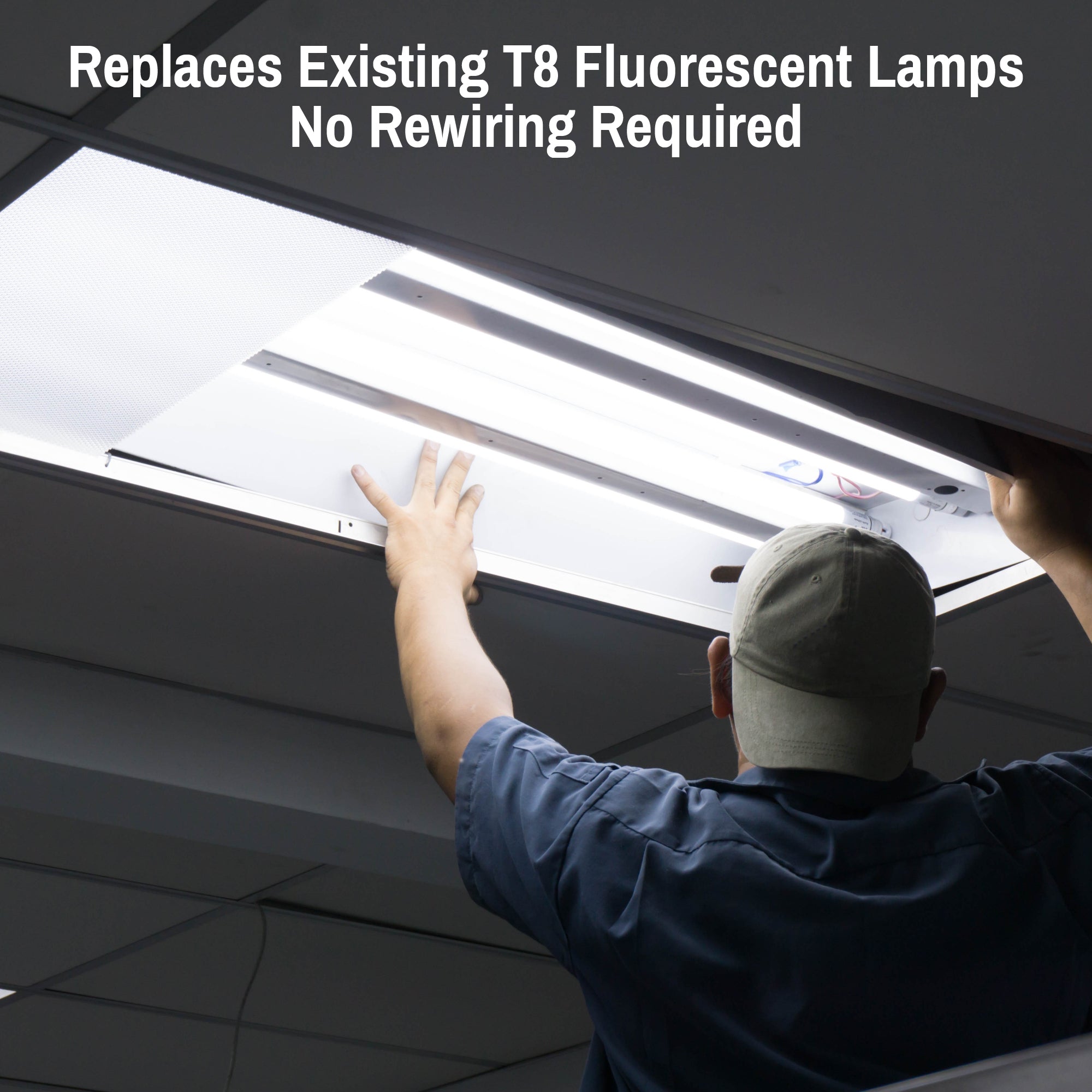 led tube lights being installed in ceiling
