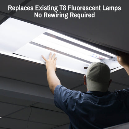 led tube lights being installed in ceiling