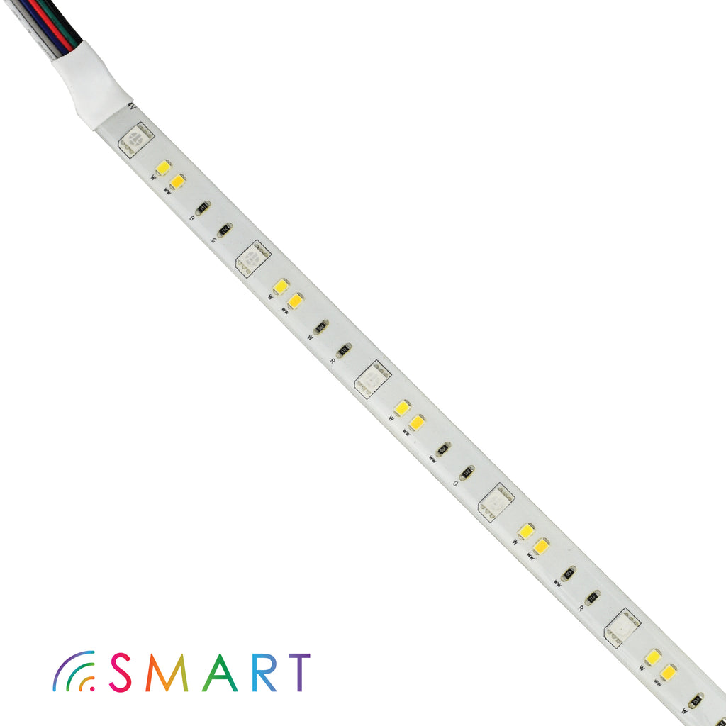 smart led strip lights on white background
