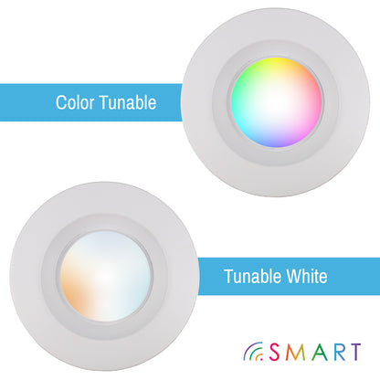 smart led puck lights on white background