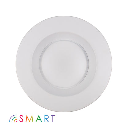 smart led puck light on white background