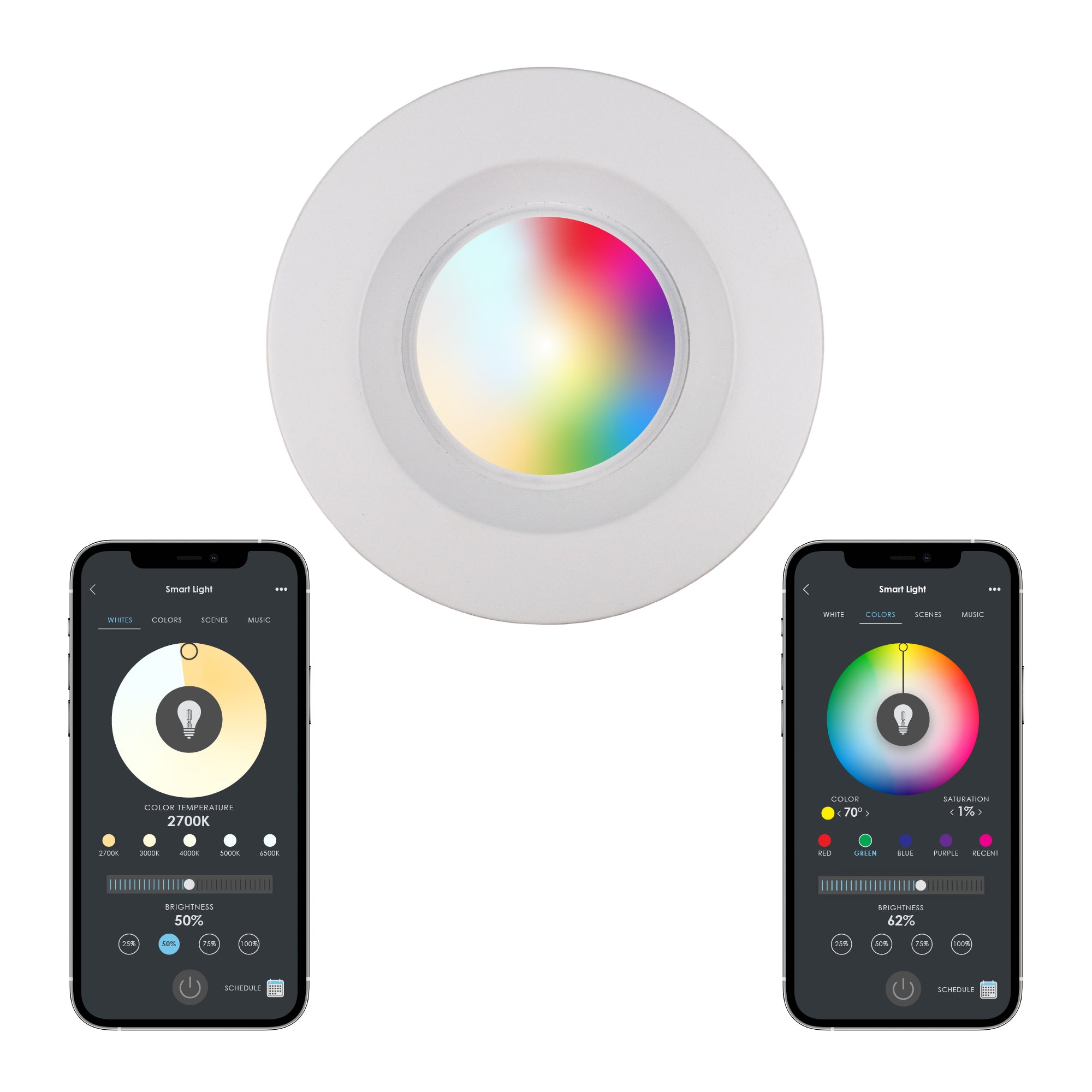 led smart downlight changes colors with app