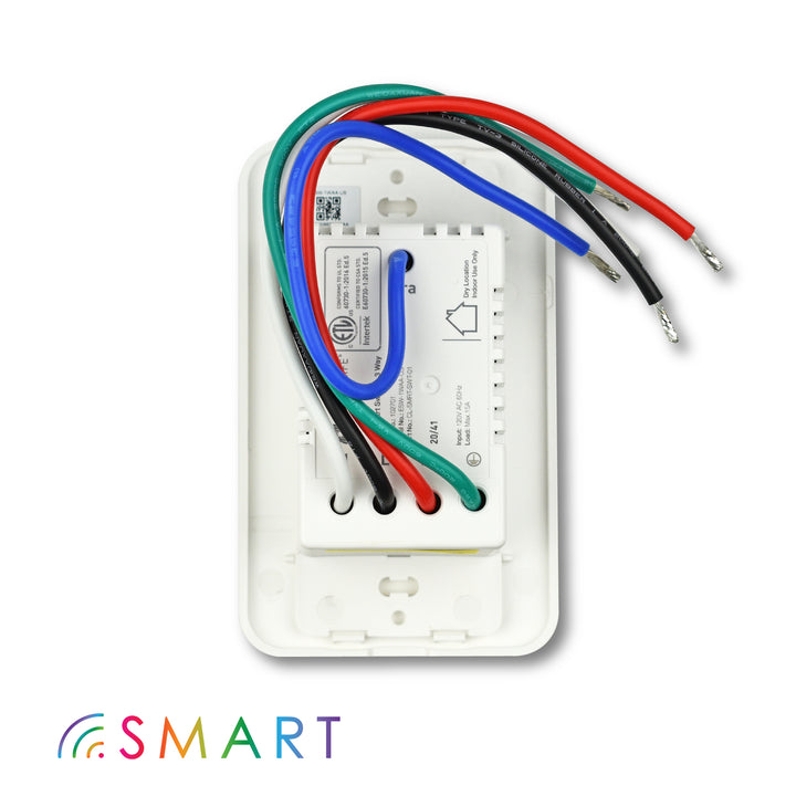 electrical wires of smart dimmer switch on white background