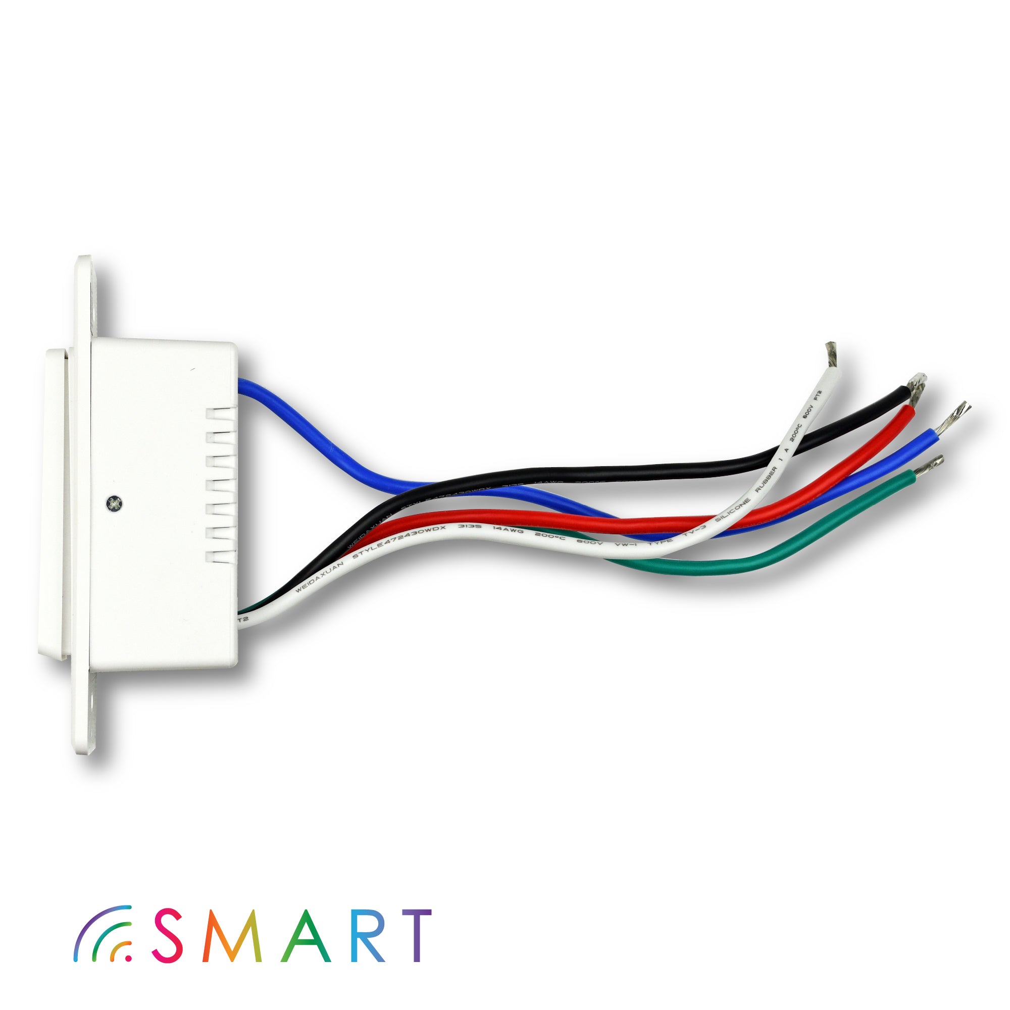 side view of smart dimmer switch on white background