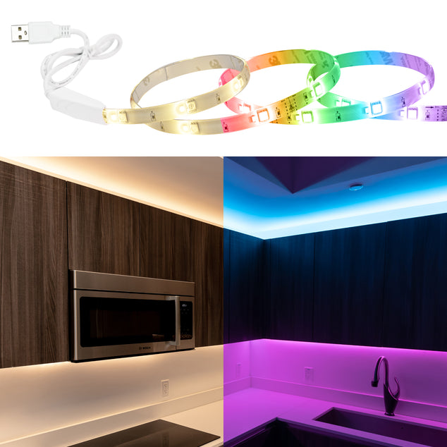 TrueColor® Smart LED Light Strips - RGB+3000K or Tunable White, Bluetooth Control
