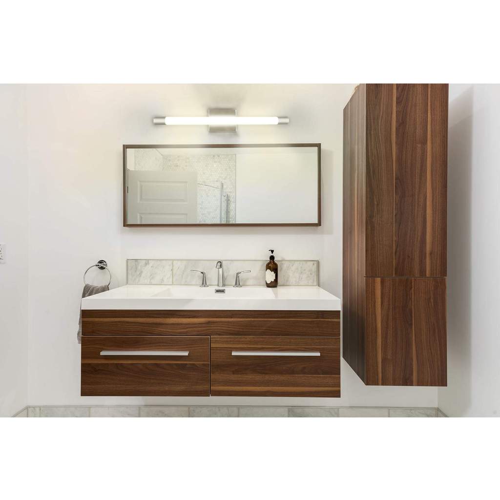 led vanity light bar above bathroom mirror