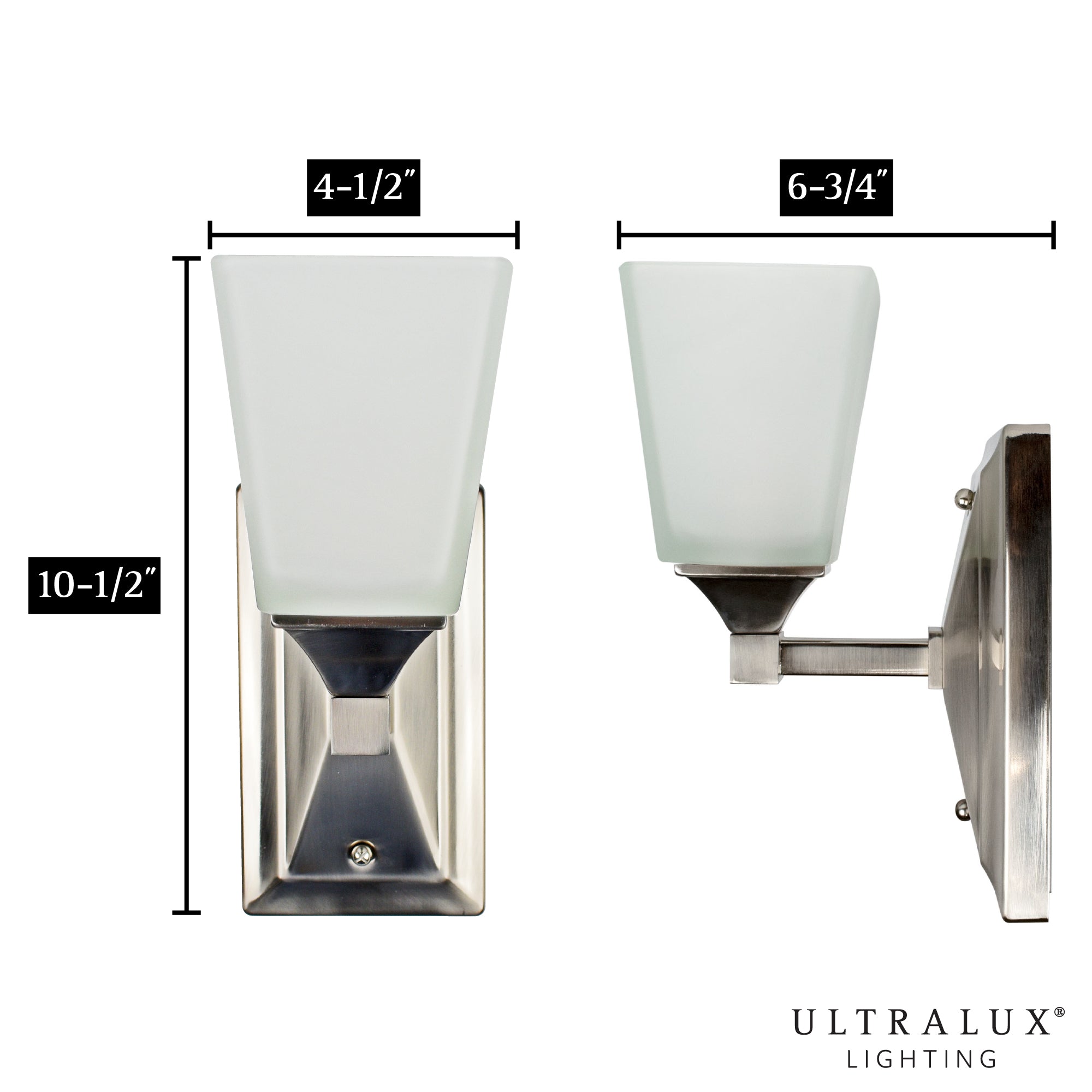 dimensions of traditional led wall sconce on white background