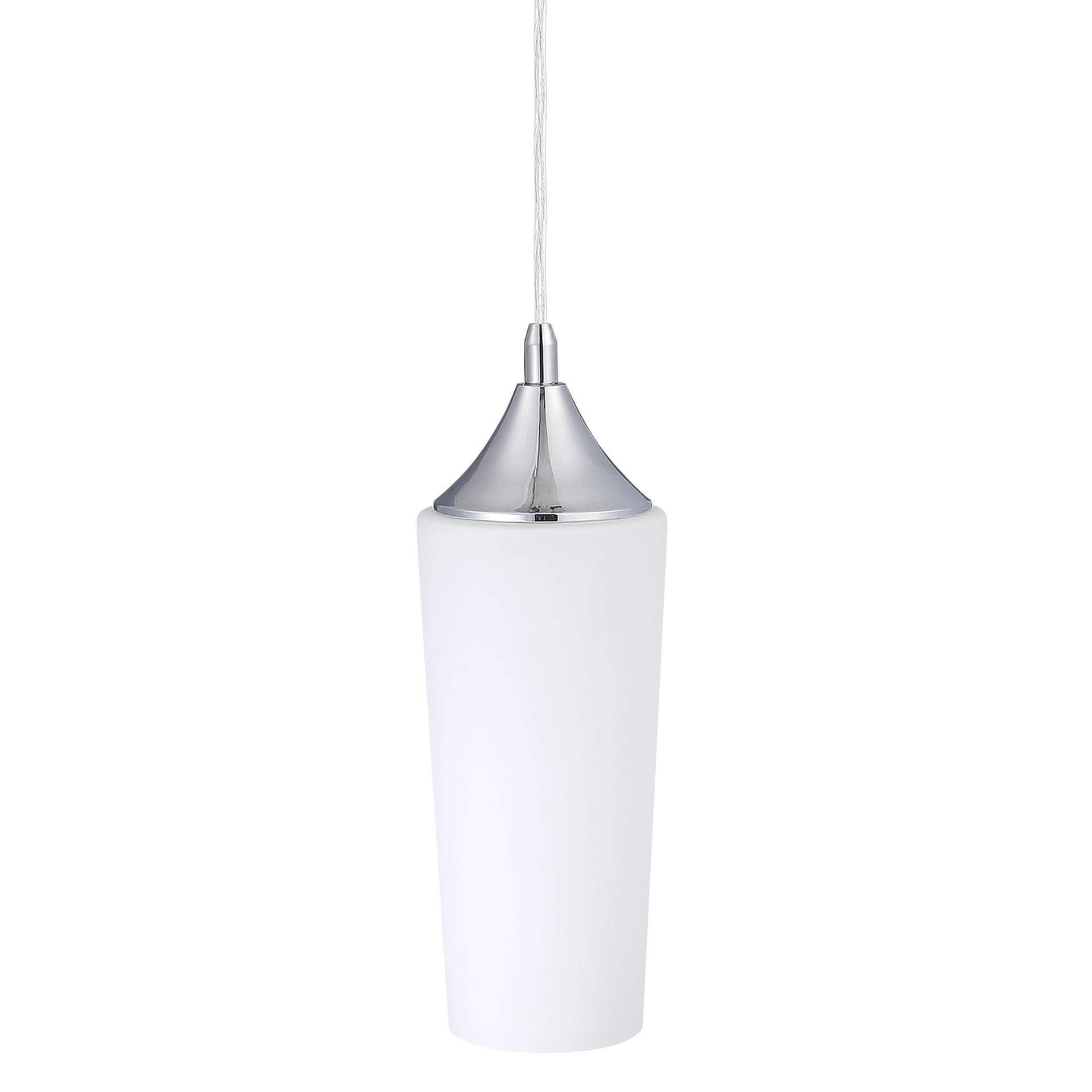 brushed nickel pendant light close up on white background