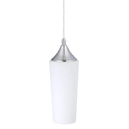 brushed nickel pendant light close up on white background