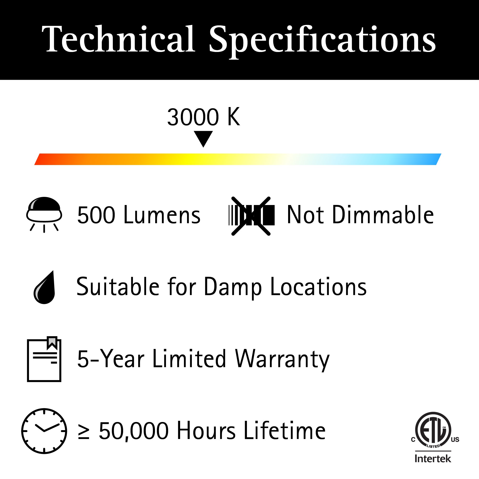 technical specifications of led flush mount globe light