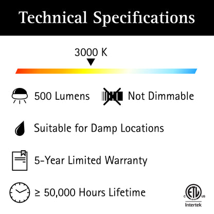 technical specifications of led flush mount globe light