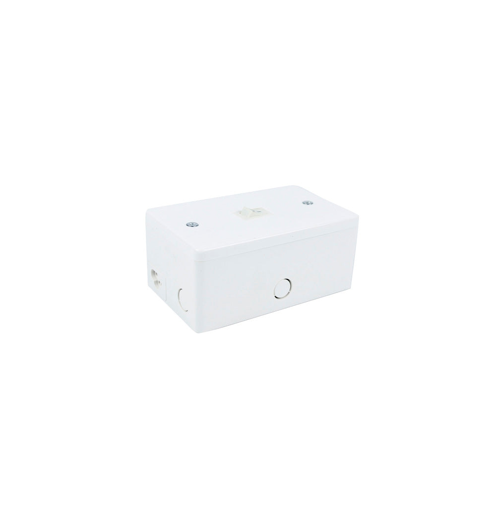 back view of junction box on white background