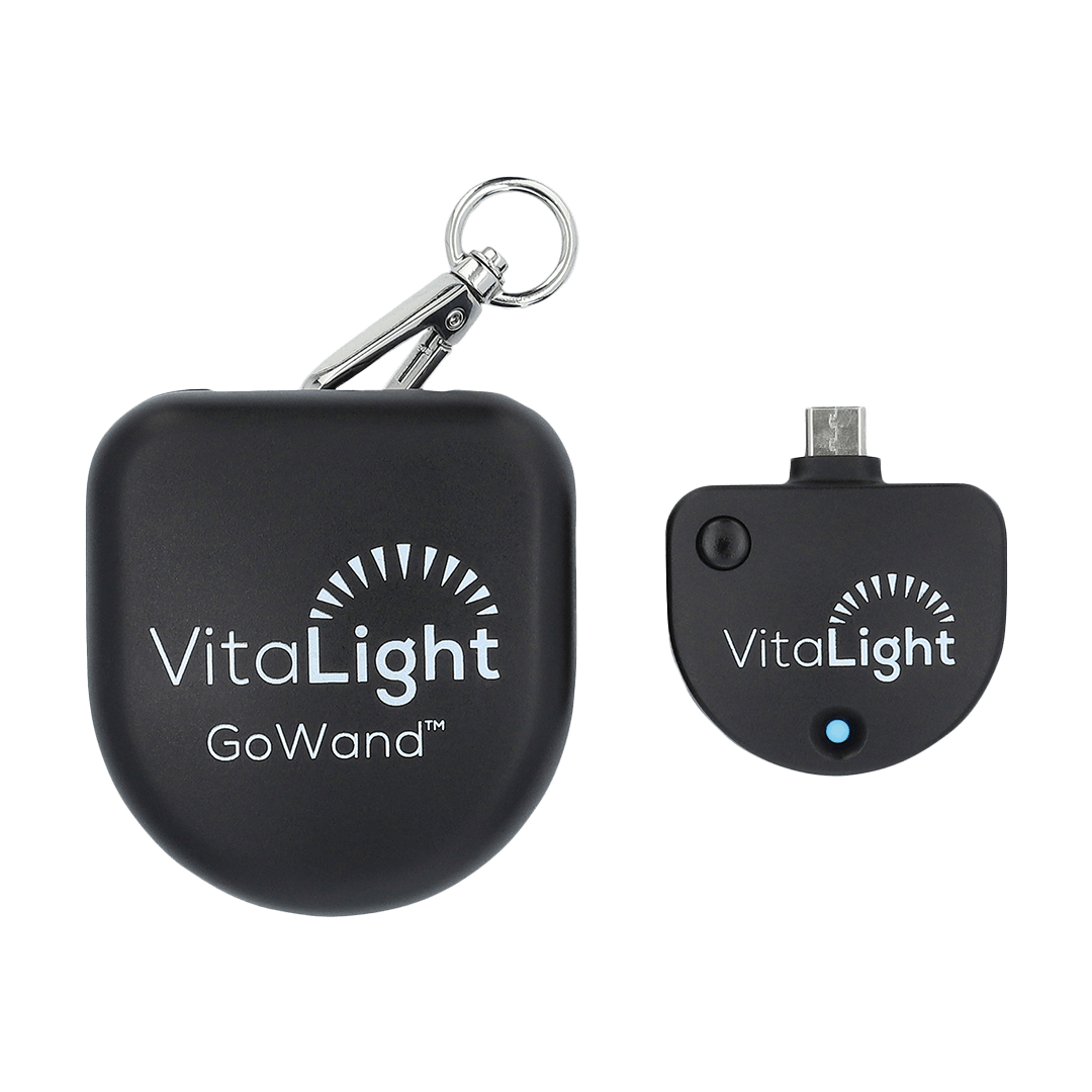 UV light sanitizer for iphone next to sanitizing light carrying case